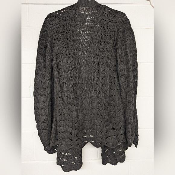 New Chaser cozy knitted black sweater cardigan sz Medium m open knit boho - Picture 5 of 6
